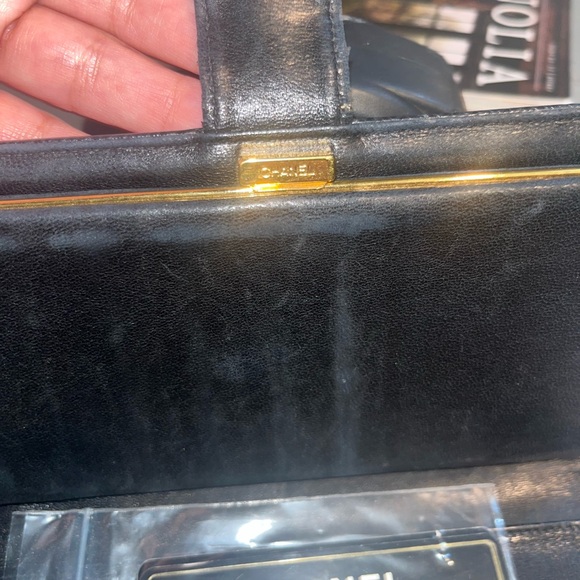 Chanel Black Leather Wallet with Pearl Handle - Picture 7 of 12